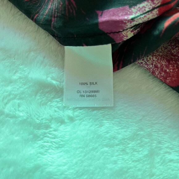 Classiques Entier Womens Floral Print Cap Sleeve Silk Blouse Top XL Pink Black - Picture 8 of 10